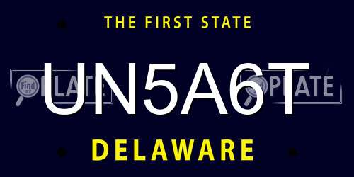 UN5A6T Delaware License Plate