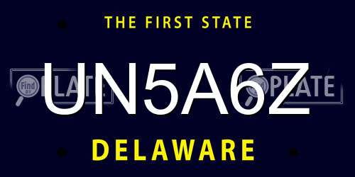UN5A6Z Delaware License Plate