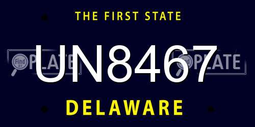 UN8467 Delaware License Plate