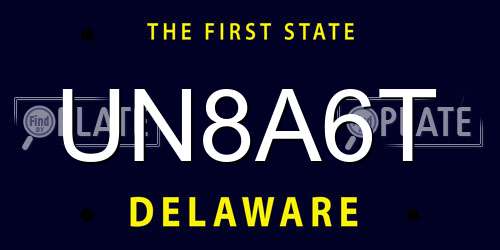 UN8A6T Delaware License Plate