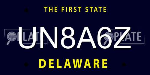 UN8A6Z Delaware License Plate