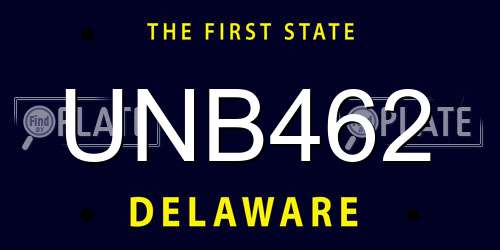 UNB462 Delaware License Plate