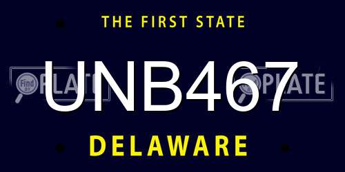 UNB467 Delaware License Plate