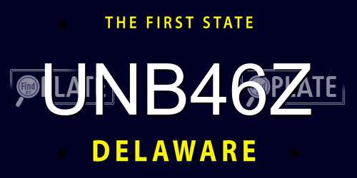 UNB46Z Delaware License Plate