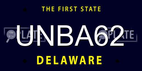 UNBA62 Delaware License Plate