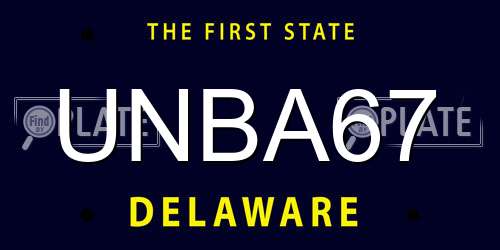 UNBA67 Delaware License Plate