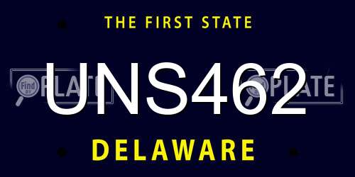 UNS462 Delaware License Plate