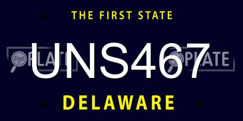 UNS467 Delaware License Plate