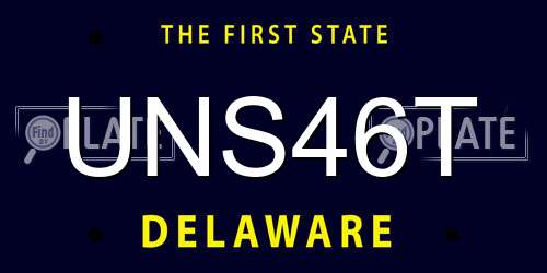 UNS46T Delaware License Plate
