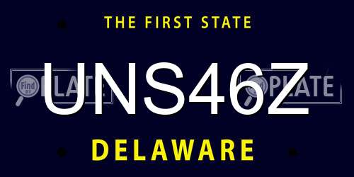 UNS46Z Delaware License Plate