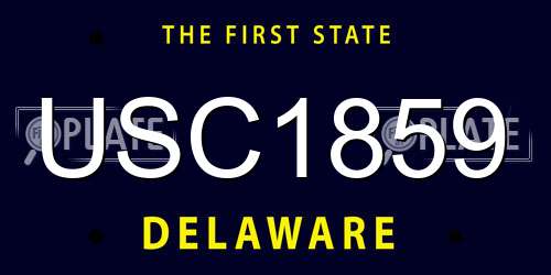 USC1859 Delaware License Plate
