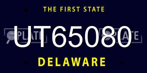 UT65080 Delaware License Plate