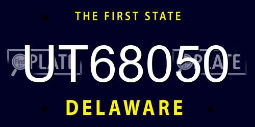 UT68050 Delaware License Plate