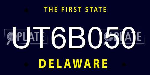 UT6B050 Delaware License Plate