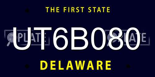 UT6B080 Delaware License Plate