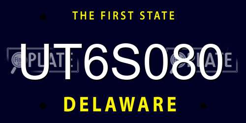 UT6S080 Delaware License Plate