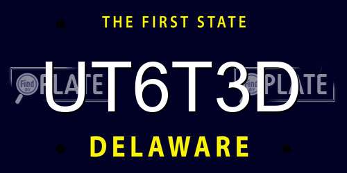 UT6T3D Delaware License Plate