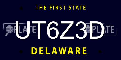 UT6Z3D Delaware License Plate