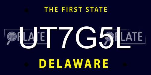 UT7G5L Delaware License Plate