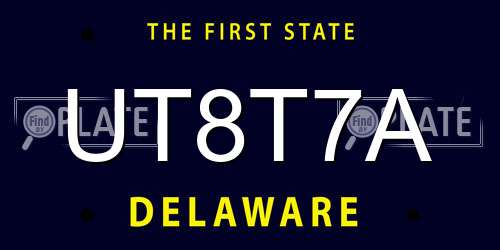 UT8T7A Delaware License Plate
