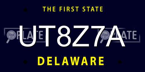 UT8Z7A Delaware License Plate