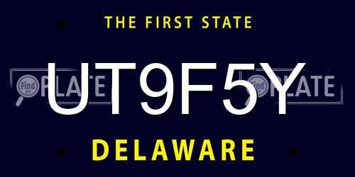 UT9F5Y Delaware License Plate