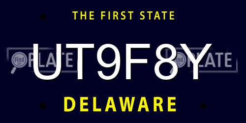 UT9F8Y Delaware License Plate