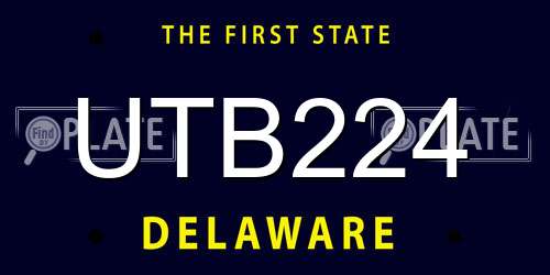 UTB224 Delaware License Plate