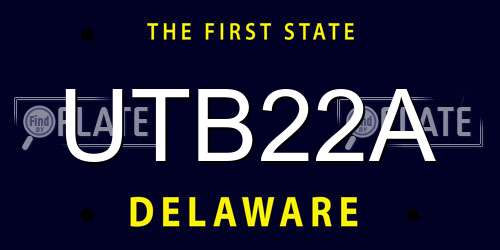 UTB22A Delaware License Plate
