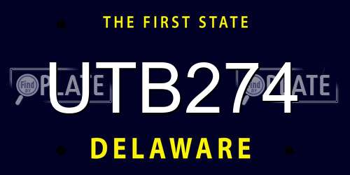 UTB274 Delaware License Plate