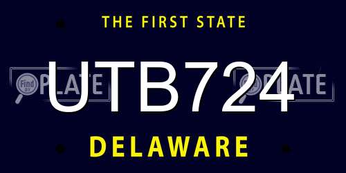 UTB724 Delaware License Plate