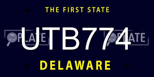 UTB774 Delaware License Plate