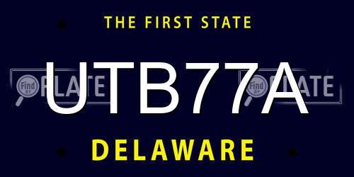 UTB77A Delaware License Plate