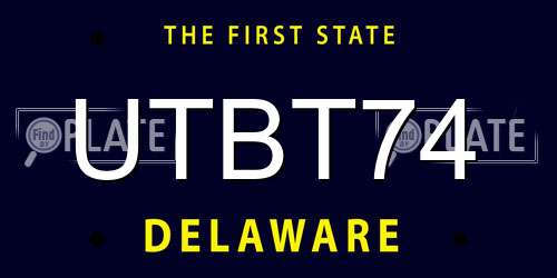 UTBT74 Delaware License Plate