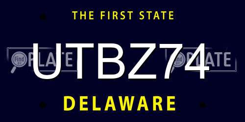 UTBZ74 Delaware License Plate