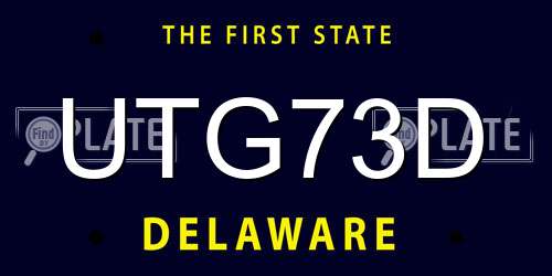 UTG73D Delaware License Plate