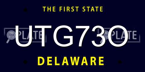 UTG73O Delaware License Plate