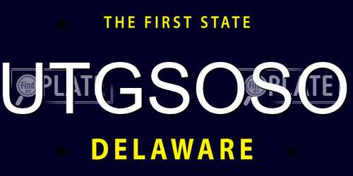 UTGSOSO Delaware License Plate