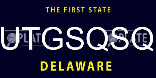 UTGSQSQ Delaware License Plate