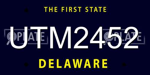 UTM2452 Delaware License Plate