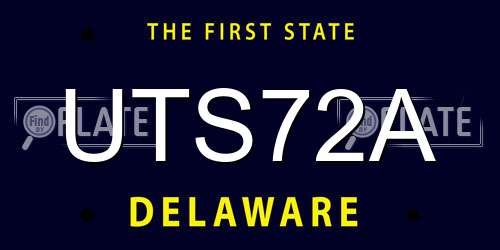 UTS72A Delaware License Plate