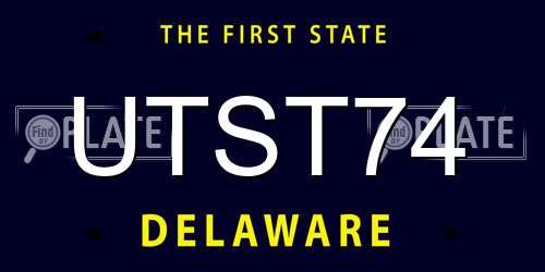 UTST74 Delaware License Plate