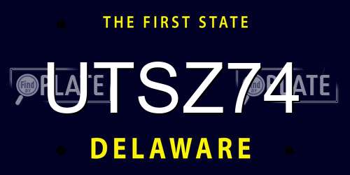 UTSZ74 Delaware License Plate