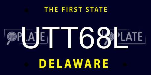 UTT68L Delaware License Plate