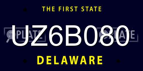 UZ6B080 Delaware License Plate