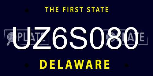 UZ6S080 Delaware License Plate
