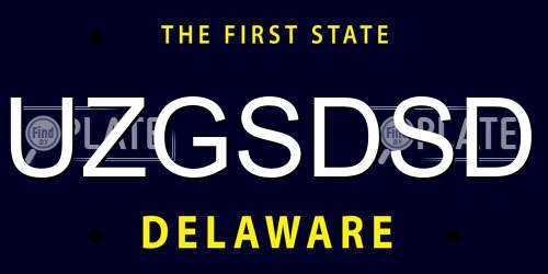 UZGSDSD Delaware License Plate