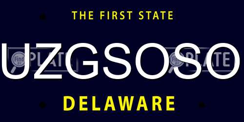 UZGSOSO Delaware License Plate
