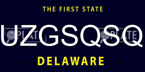 UZGSQSQ Delaware License Plate