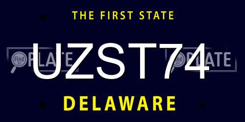 UZST74 Delaware License Plate